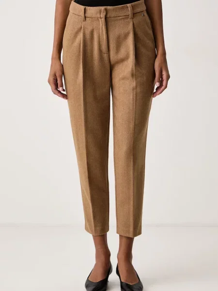 Twinset pantaloni pentru femei cu lână maro