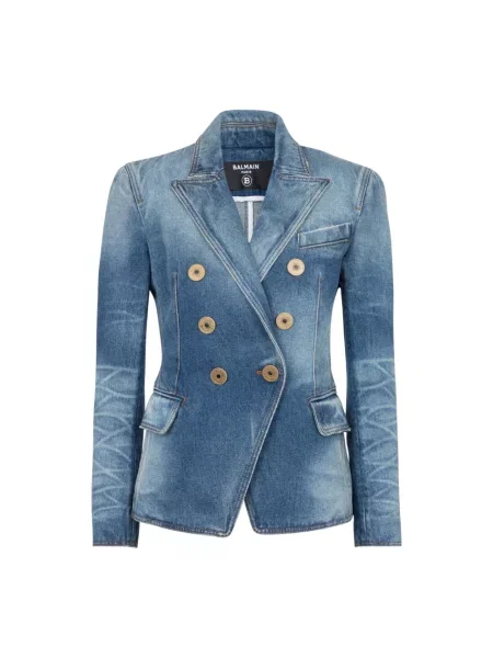 Kurtka jeansowa Balmain niebieska