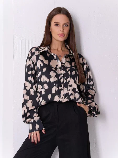 Блуза ISSA Plus шовк чорний