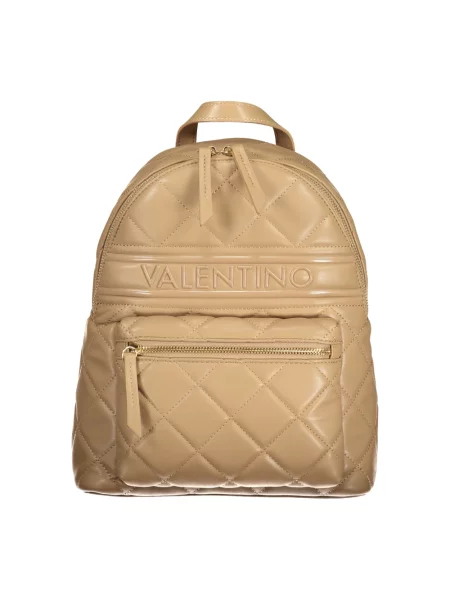Lniany plecak Valentino elegancki z logo beżowy