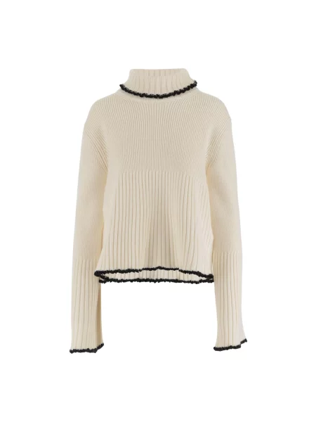 Sweter Jil Sander z wysokim kołnierzem czarny