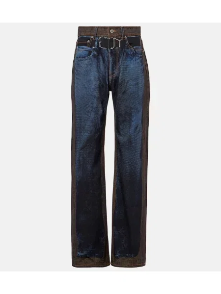 Straight fit džíny Y/project s potiskem modré