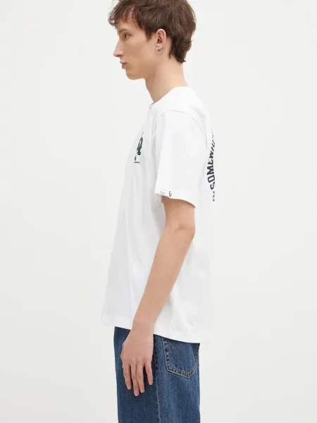 AAPE t-shirt Basic z nadrukiem biały