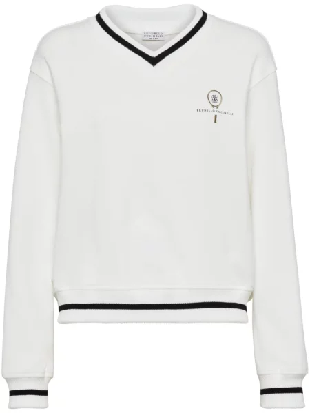 Pulover Brunello Cucinelli cu dungi cu autograf