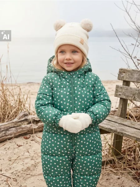 Sinsay set: čepice beanie s bambulemi a palčáky krémová