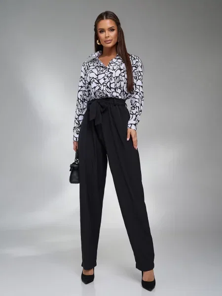 Штани класичні ISSA Plus комбінований верх чорний