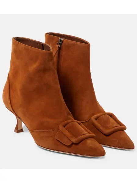Cizme scurte Manolo Blahnik din piele de căprioară maro