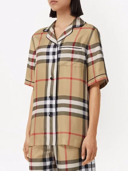 Hedvábná kostkovaná retro košile Burberry
