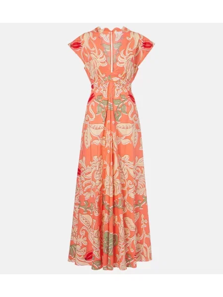 Rochie maxi Poupette St Barth cu imagine de costum portocaliu