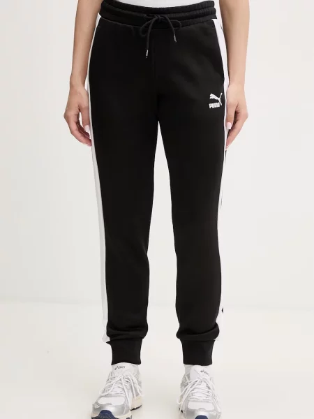 Puma παντελόνι επίσημο γυναικείο Iconic T7 Track Pants μαύρο
