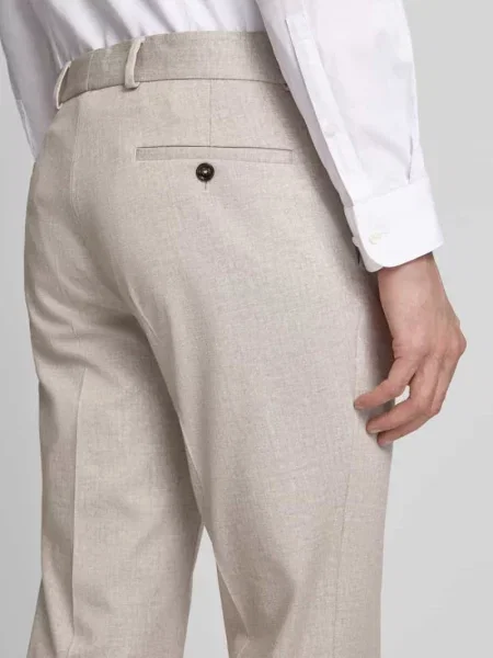 Spodnie materiałowe o kroju slim fit z dodatkiem model Paco' Cg - Club Of Gents beżowe
