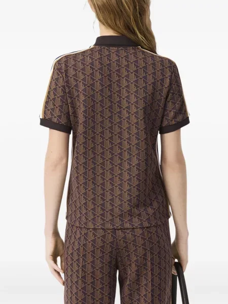 Polo Lacoste cu imprimeu geometric maro