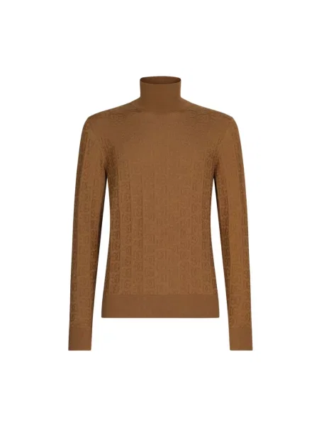Dzianinowy sweter Dolce And Gabbana brązowy
