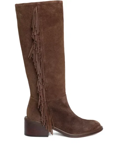 Kozačky Sarah Chofakian s třásněmi hnědé