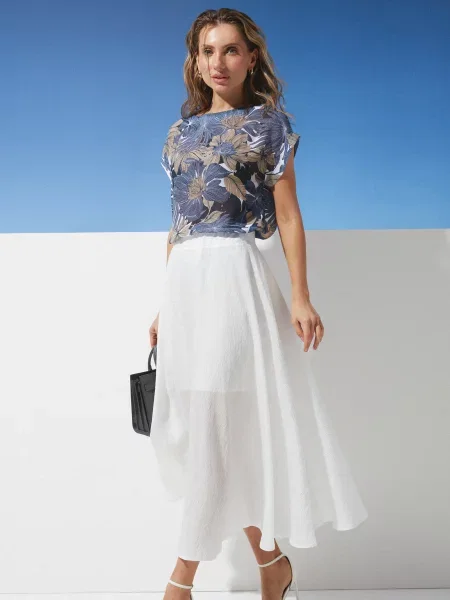 Спідниця максі Seventeen льон/віскоза білий