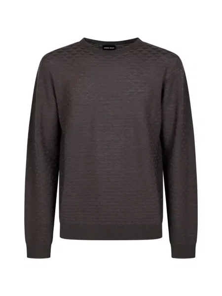 Lung pulover Giorgio Armani cu decolteu rotund maro