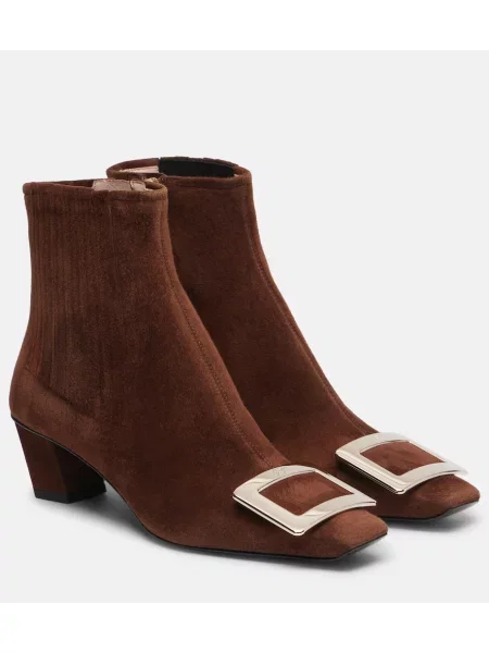 Cizme scurte Roger Vivier din piele de căprioară maro