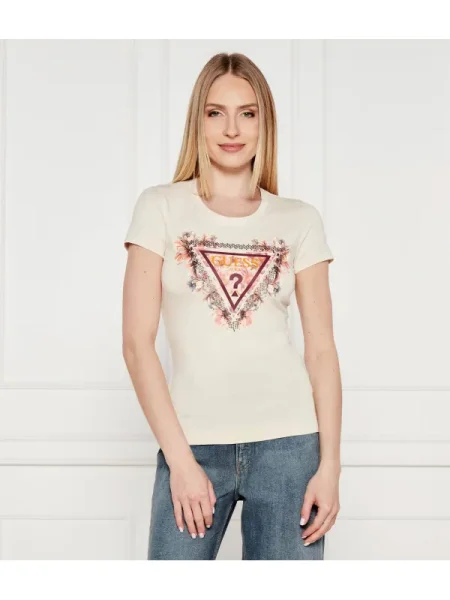 Guess Póló Ekru Regular Fit