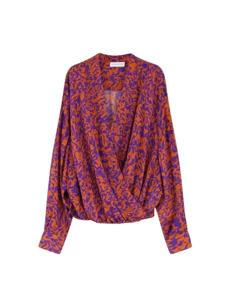 Bluzka Dries Van Noten z dekoltem w serek z długim rękawem