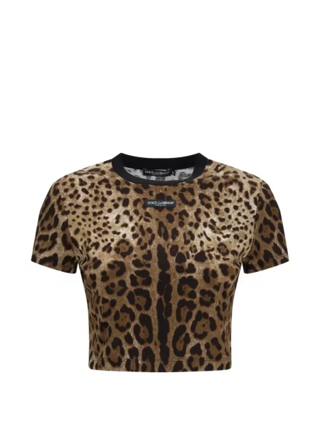 Tricou Dolce & Gabbana cu imagine cu model leopard maro