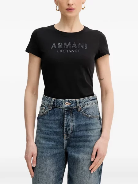 Tricou Armani Exchange cu autograf negru