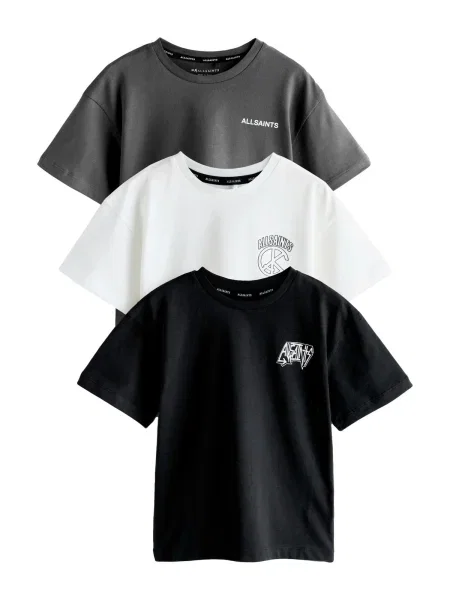 SmALLSAINTS Tricou gri grafit / negru alb