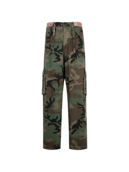 Pantaloni cargo Nahmias cu imagine cu model camuflaj verde