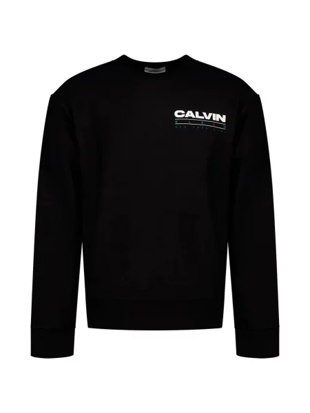 Pulover Calvin Klein Jeans din material terry negru