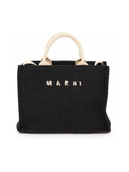 Shopperka Marni z logo czarna