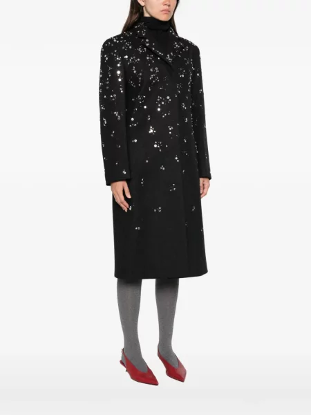 Cu centură palton Jil Sander de lână negru