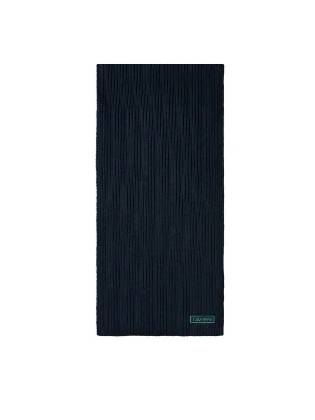 Fular Calvin Klein Patch Chunky Rib Cotton Scarf Bleumarin negru