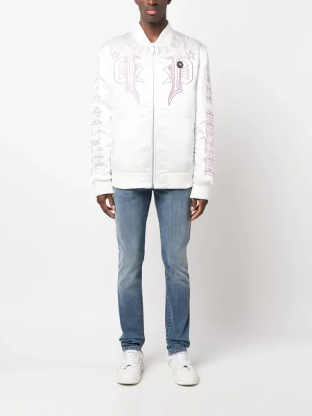 Skinny skinny džíny Philipp Plein s autogramem modré