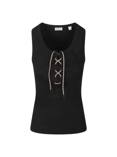 Lniany top Burberry czarny