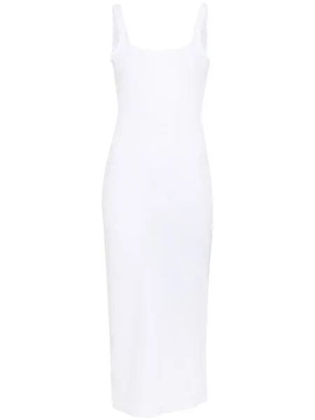 Rochie Chloé cu volane de costum stretch alb