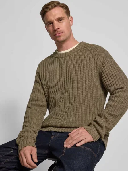 Sweter z dzianiny o kroju regular fit z czystej bawełny model Hugo