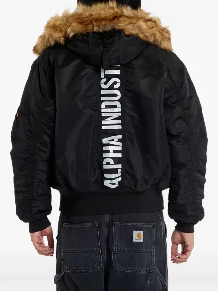 Blană artificială geacă bomber Alpha Industries negru