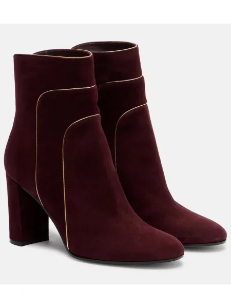 Cizme scurte Gianvito Rossi din piele de căprioară bordo