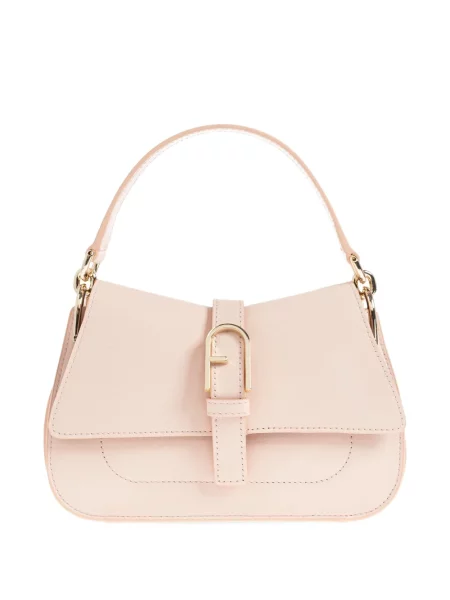 Geantă de mână Furla din piele cu cataramă mini roz
