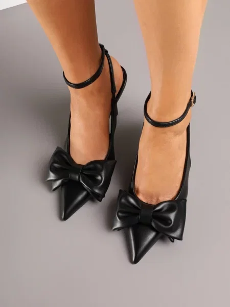 Sandały Vices na Szpilce Slingback Ozdobione Kokardą Tilvanea czarne