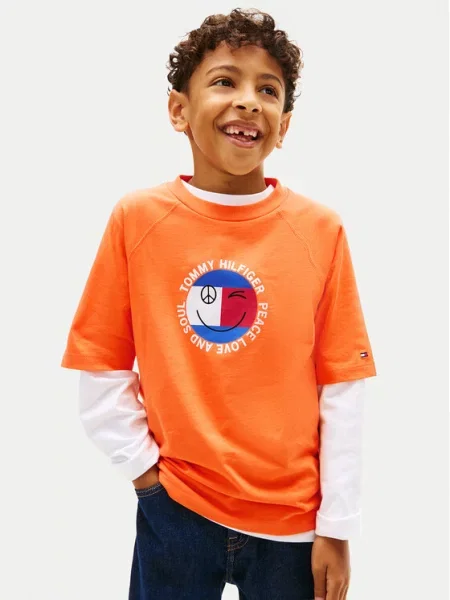 Tommy Hilfiger Póló Smiley Flag narancssárga