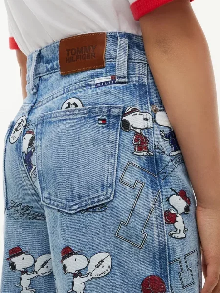 Tommy Hilfiger дънки wide leg за деца x Peanuts синьо