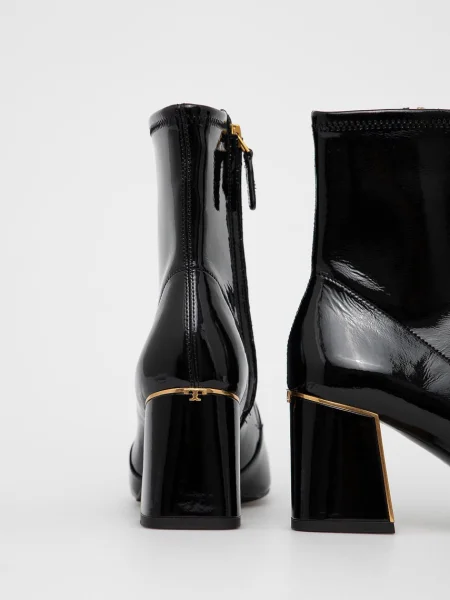 Kožené kotníkové boty Tory Burch na černá