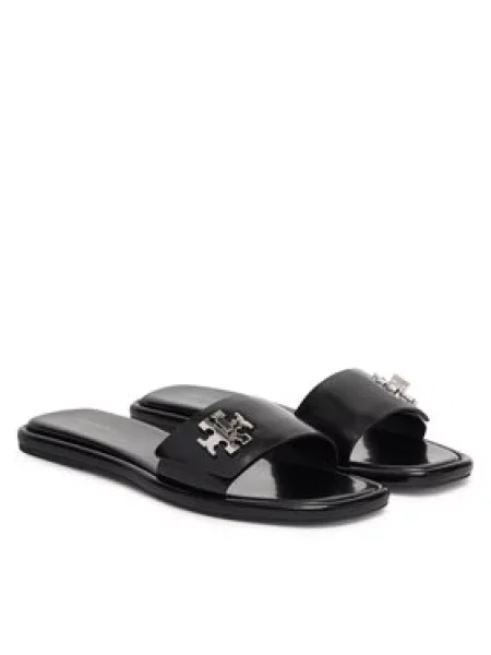 Tory Burch Natikači T Lock Slide črna