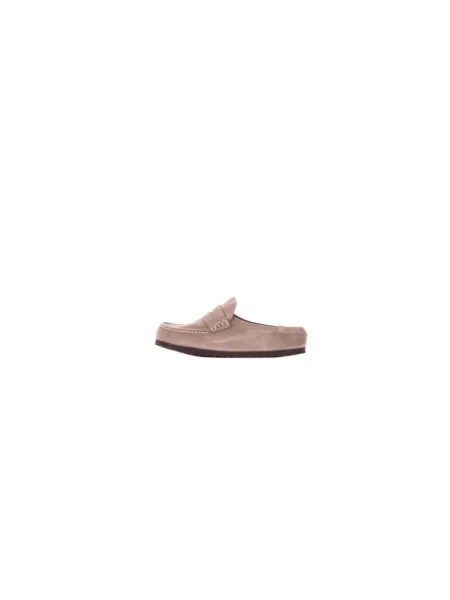 Klapki mules Birkenstock zamszowe beżowe
