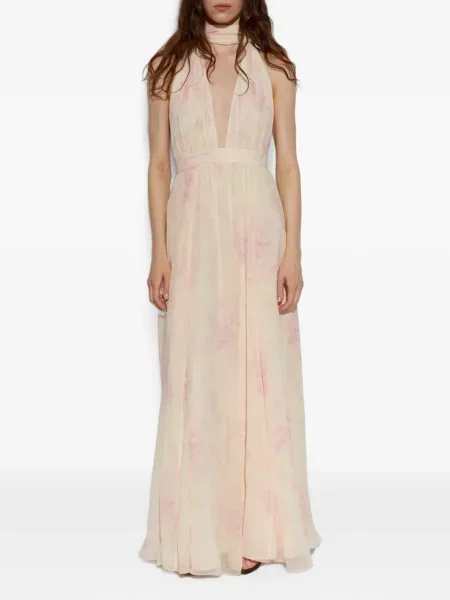 Rochie maxi Loveshackfancy de mătase cu model floral cu imagine