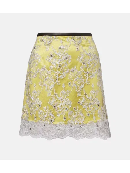 Fustă Jacques Wei din dantelă galben