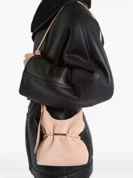 Geantă Balmain din piele de căprioară roz