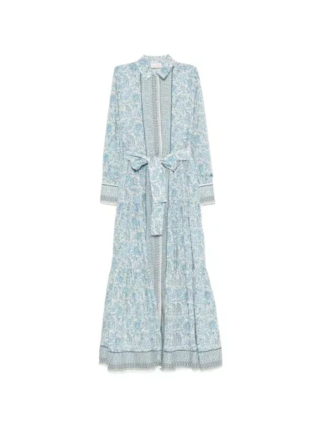 Rochie maxi Mc2 Saint Barth cu model floral cu imagine albastru