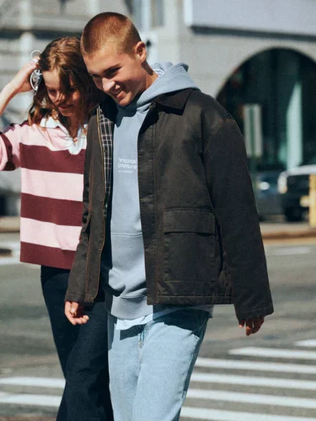 Parka z woskowanej bawełny ze sztruksowym kołnierzem Teen XL MANGO TEEN brązowy