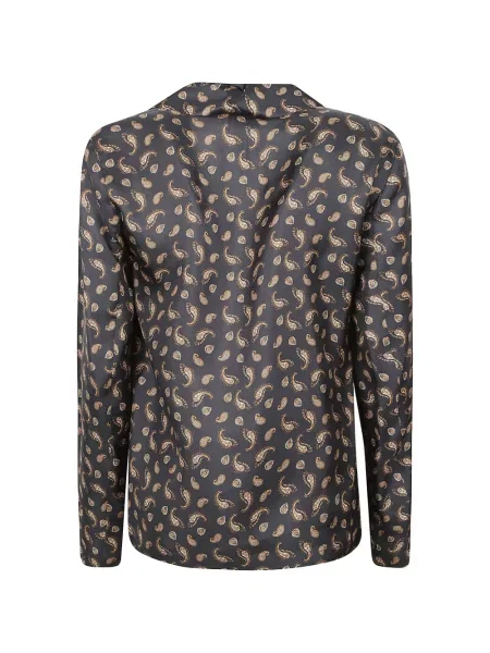 Cămașă Max Mara de mătase cu imagine cu model paisley albastru